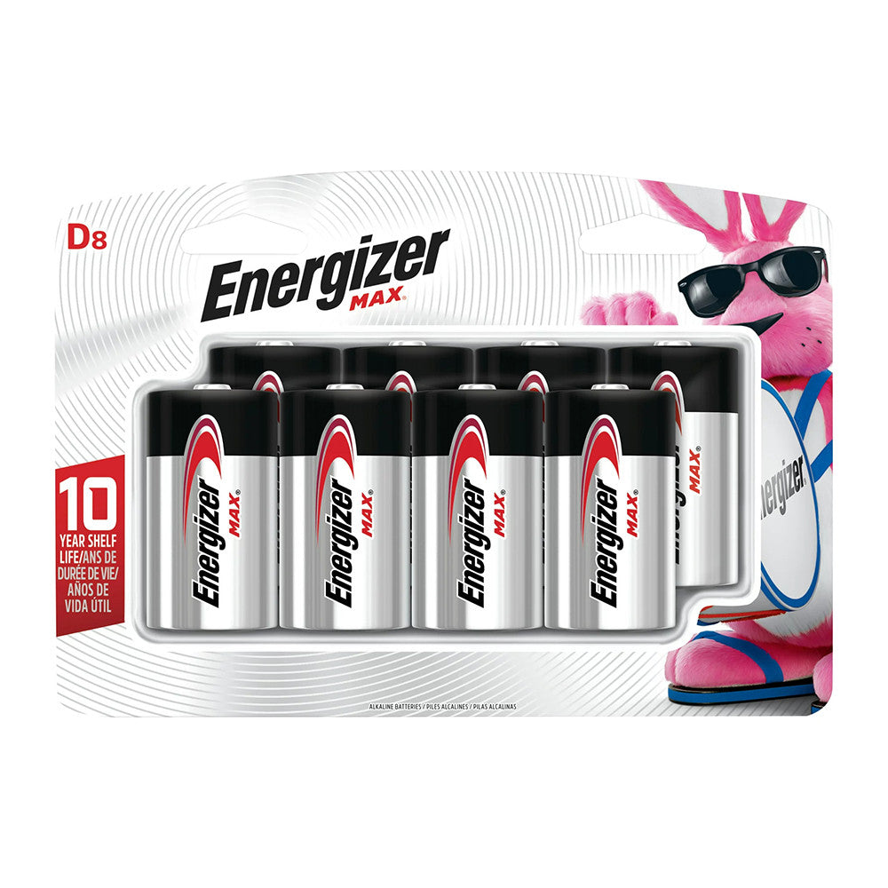Energizer Max Size D Cell Alkaline Batteries, 8 Ea